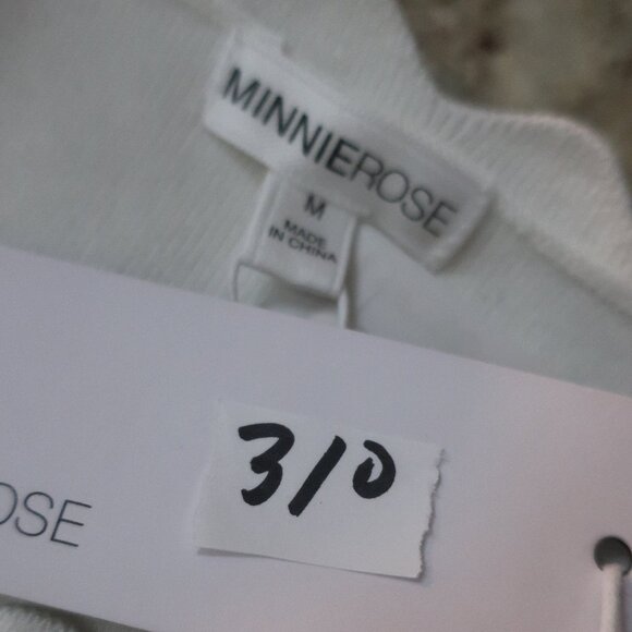NWT Womens Minnie Rose White Scalloped Neck Hem Viscose Knit Blend Sweater M - Picture 9 of 9